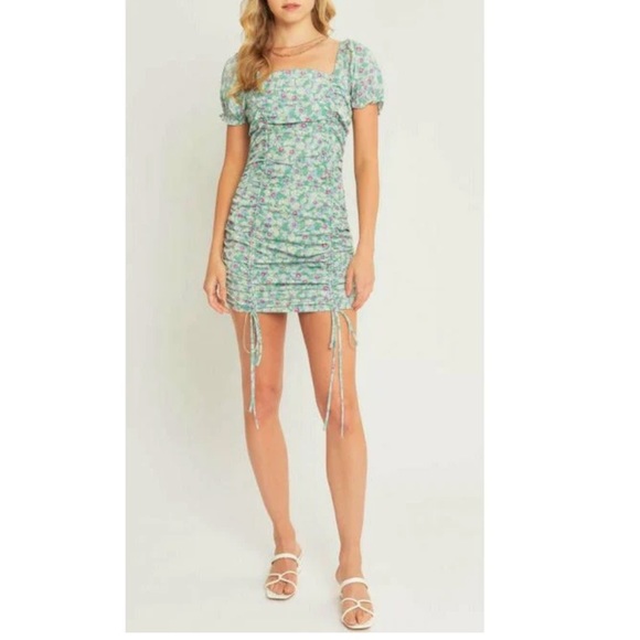 Love Tree Ruched Pink Bodycon Mini Dress with Drawstring - Picture 9 of 11